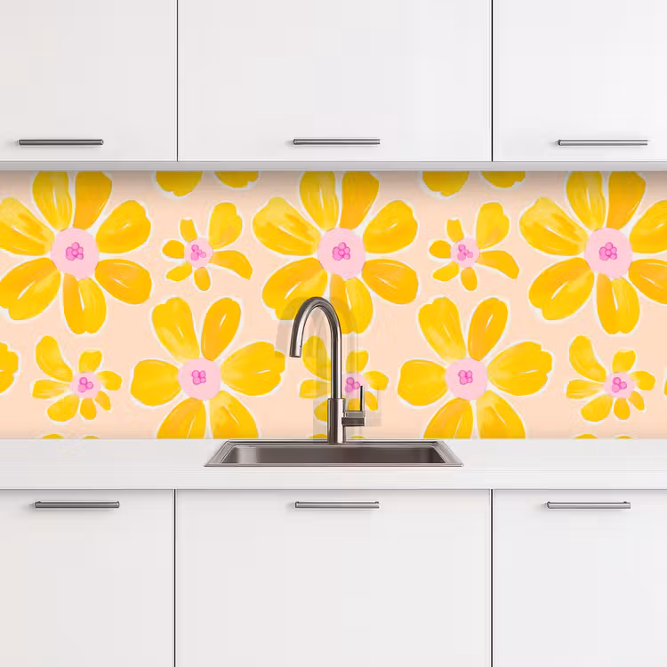 Schienale cucina - Estate - Fiori - Giallo — 4