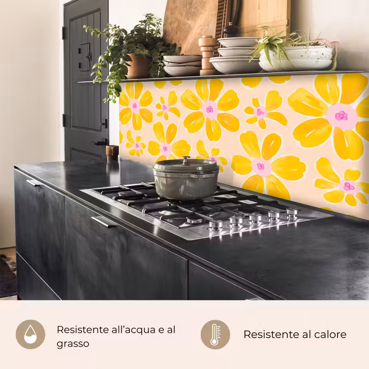Schienale cucina - Estate - Fiori - Giallo — 5