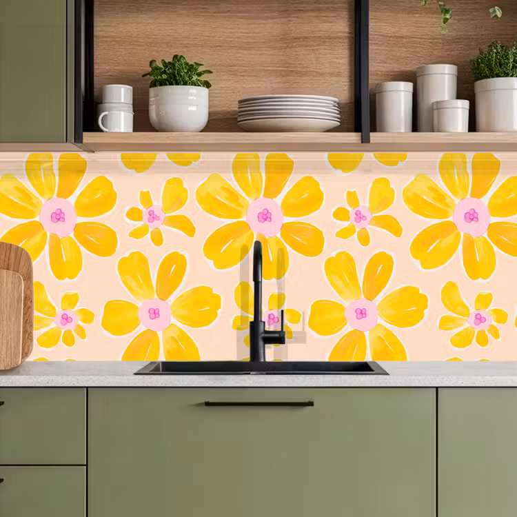 Schienale cucina - Estate - Fiori - Giallo — 8
