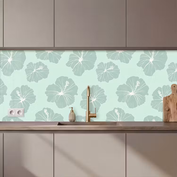 Schienale cucina - Fiori - Ibisco - Menta — 1