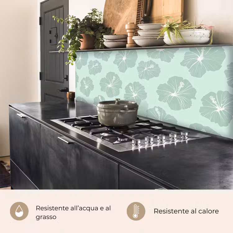 Schienale cucina - Fiori - Ibisco - Menta — 5