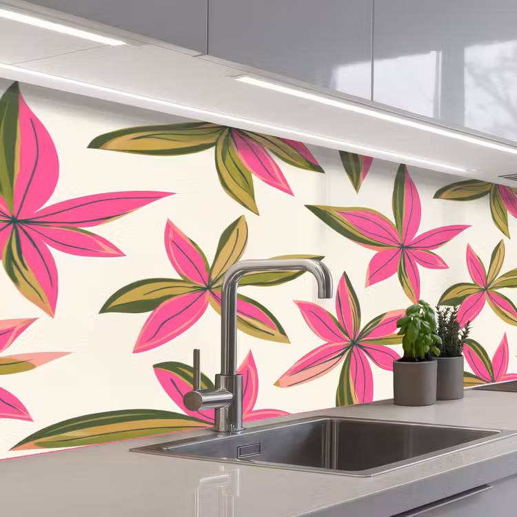 Schienale cucina - Tropicale - Fiore - Rosa — 2