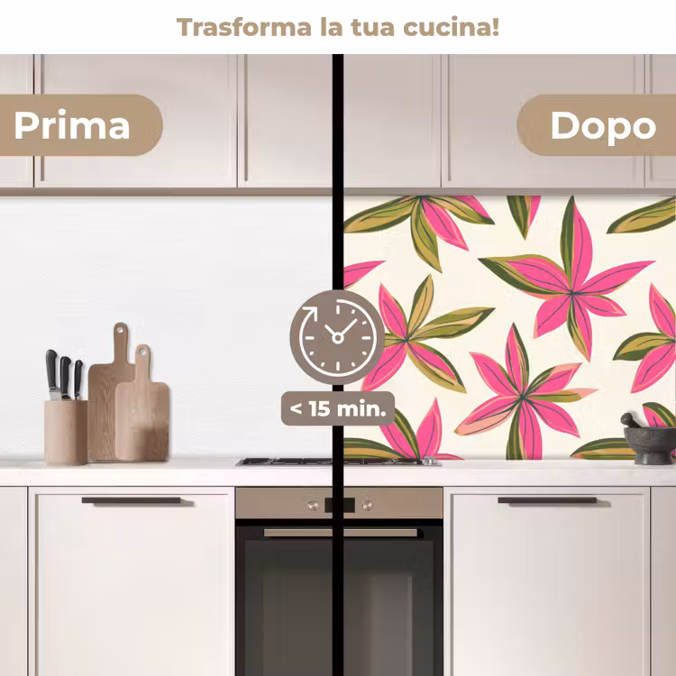 Schienale cucina - Tropicale - Fiore - Rosa — 3
