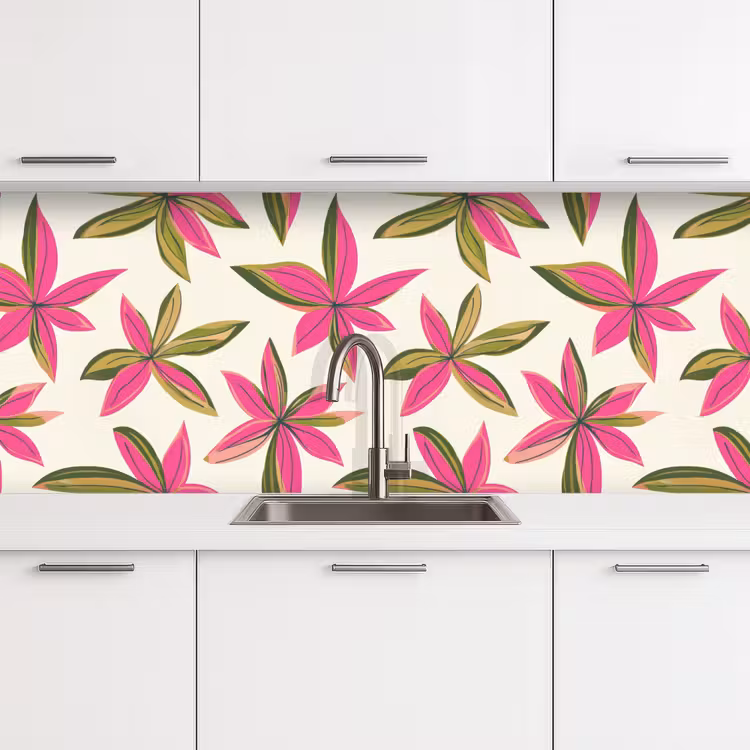 Schienale cucina - Tropicale - Fiore - Rosa — 4