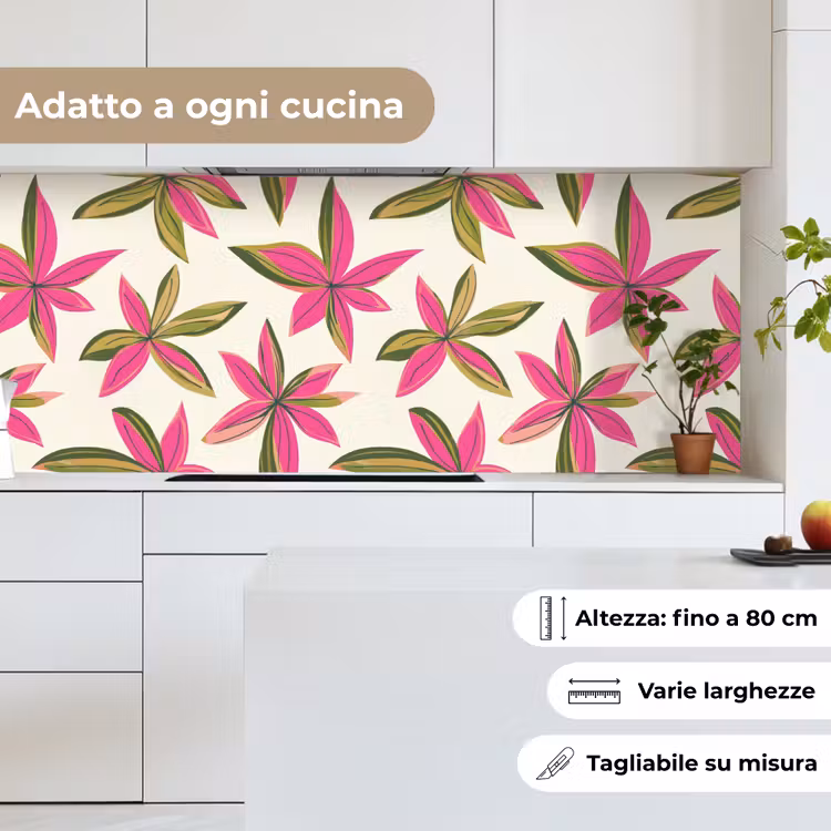 Schienale cucina - Tropicale - Fiore - Rosa — 7
