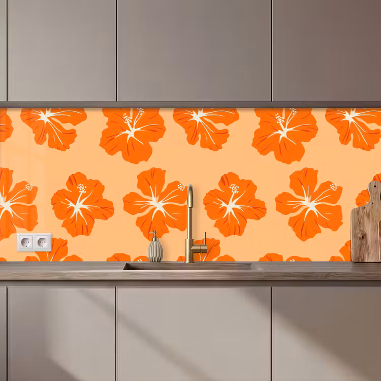 Schienale cucina - Tropicale - Ibisco - Arancia — 1