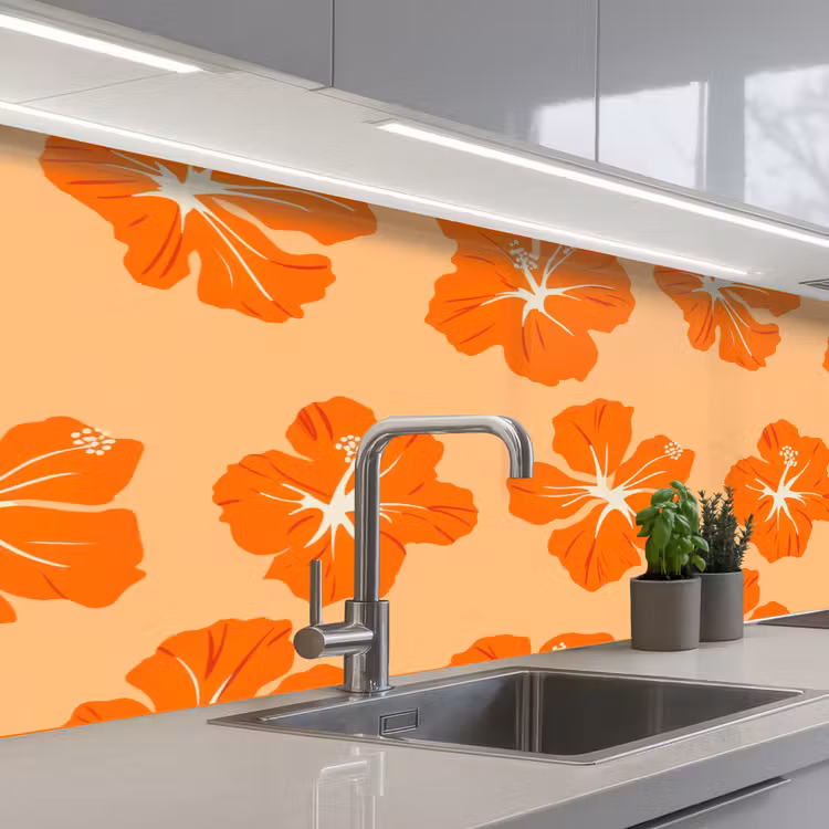 Schienale cucina - Tropicale - Ibisco - Arancia — 2