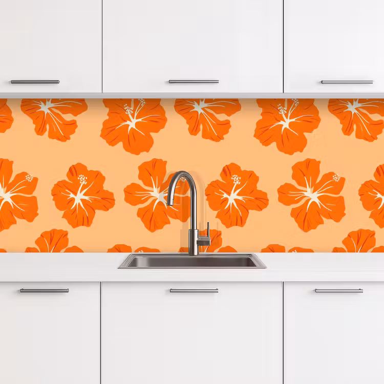 Schienale cucina - Tropicale - Ibisco - Arancia — 4