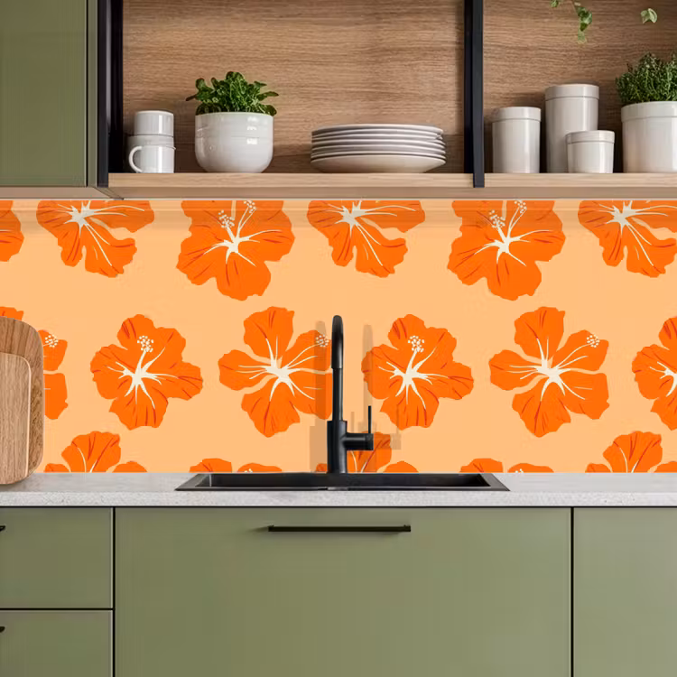 Schienale cucina - Tropicale - Ibisco - Arancia — 8