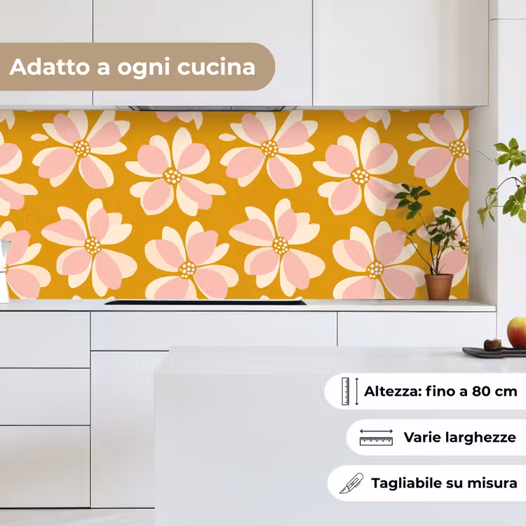 Schienale cucina - Vintage - Fiori - Giallo ocra — 7