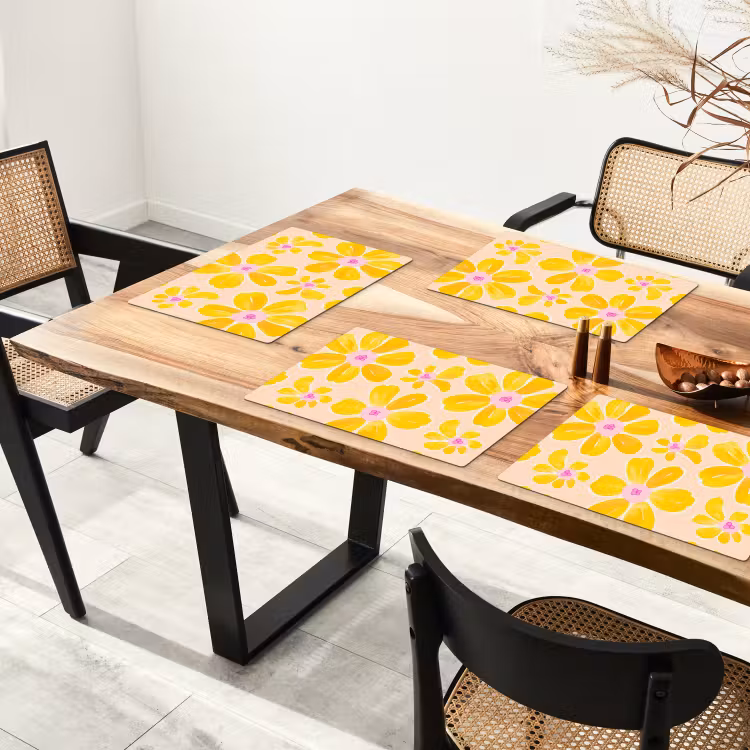 Tovaglietta – 6 pezzi - Estate - Fiori - Giallo — 4