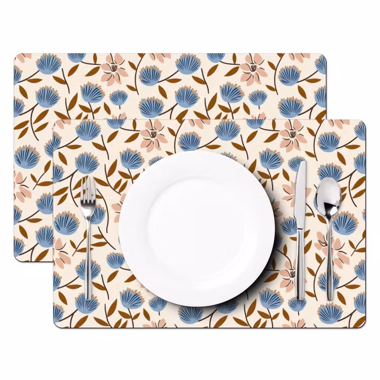 Tovaglietta – 6 pezzi - Fiori - Selvatici - Blu — 2