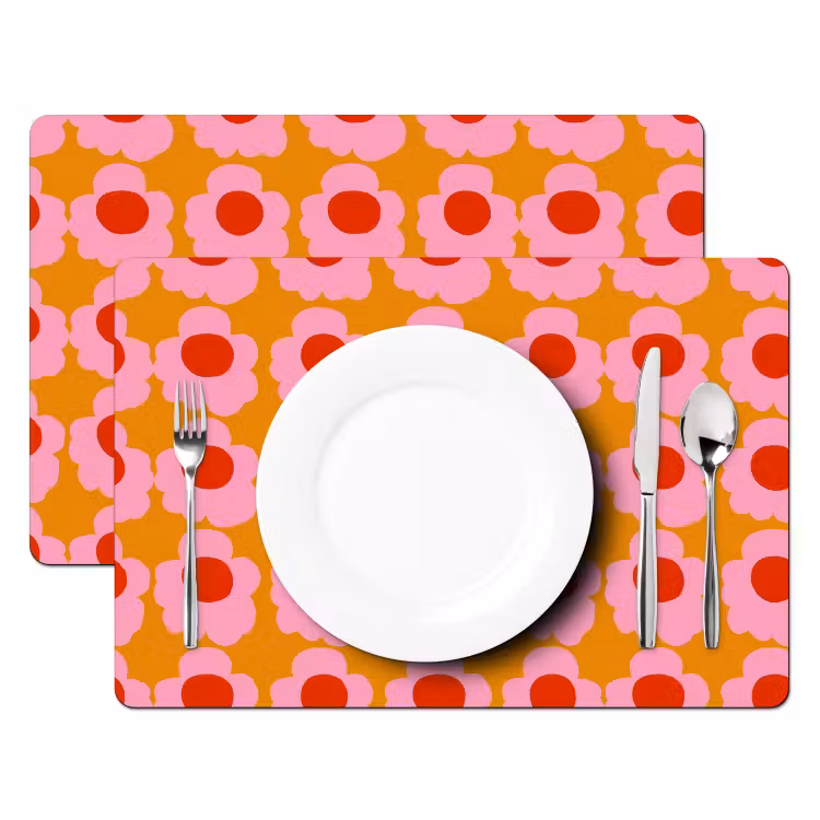 Tovaglietta – 6 pezzi - Retrò - Fiori - Rosa — 2