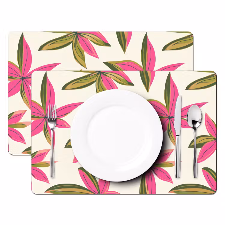 Tovaglietta – 6 pezzi - Tropicale - Fiore - Rosa — 2