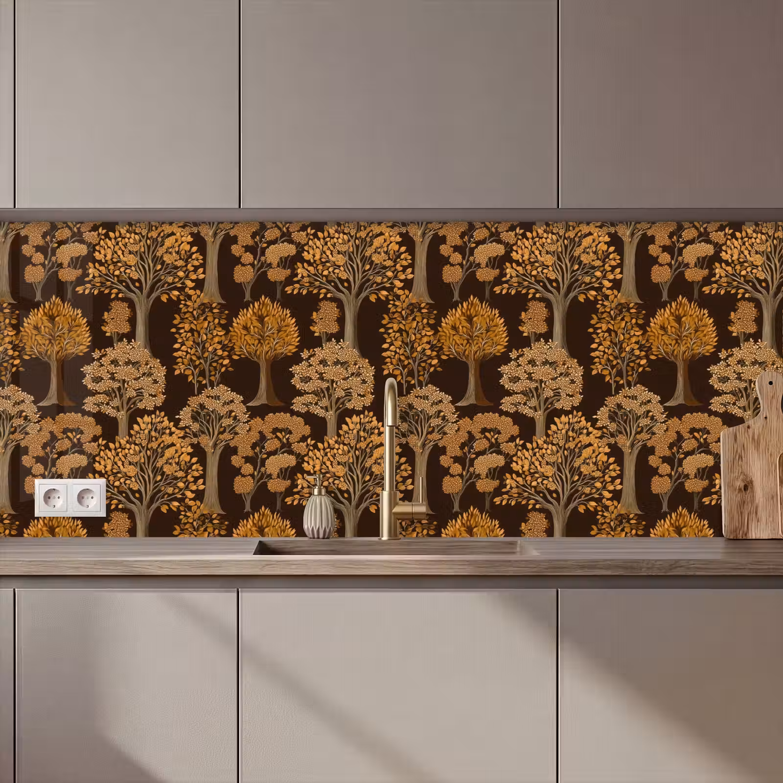 Schienale cucina - Alberi - Modello - Marrone — 1