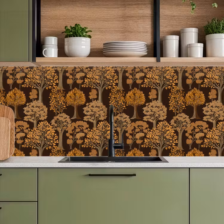 Schienale cucina - Alberi - Modello - Marrone — 8