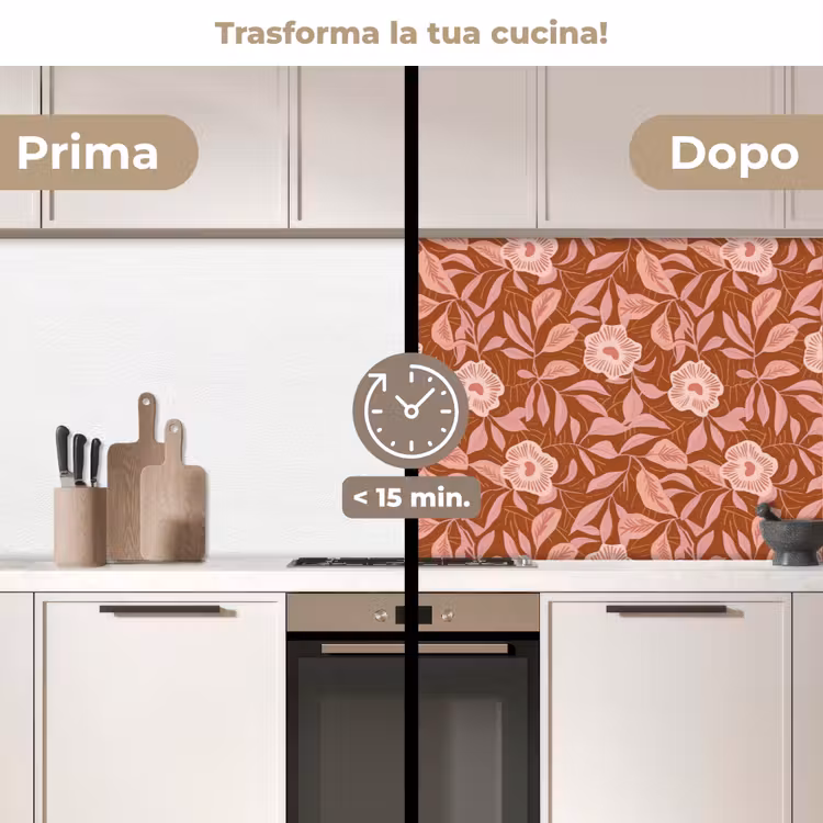 Schienale cucina - Motivo - Foglie - Terracotta — 3