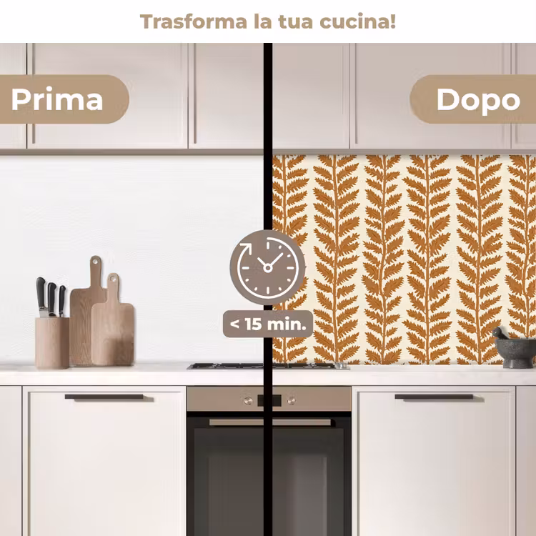 Schienale cucina - Texture - Foglie - Ocra — 3