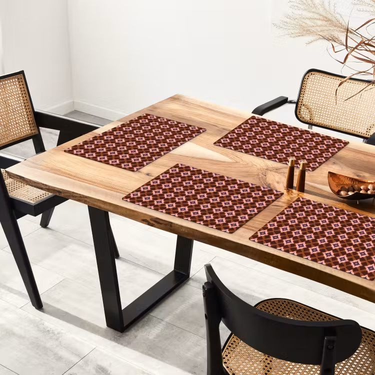 Tovaglietta – 6 pezzi - Geometrico - Ornato - Marrone — 4