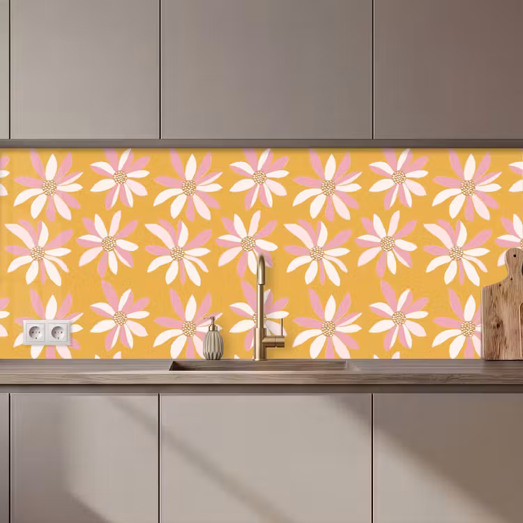 Schienale cucina - Fiori - Moderno - Giallo — 1