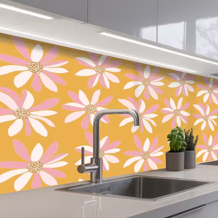 Schienale cucina - Fiori - Moderno - Giallo — 2