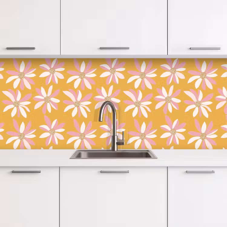 Schienale cucina - Fiori - Moderno - Giallo — 4