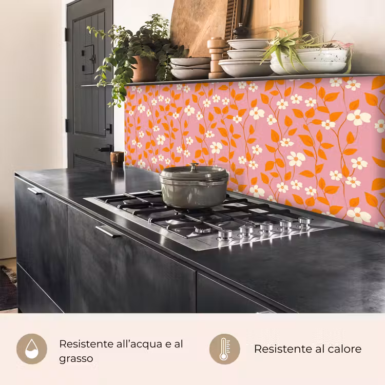 Schienale cucina - Fiori - Motivo - Arancione — 5