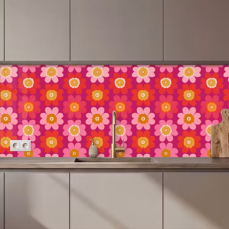 Schienale cucina - Fiori - Retrò - Colorato — 1