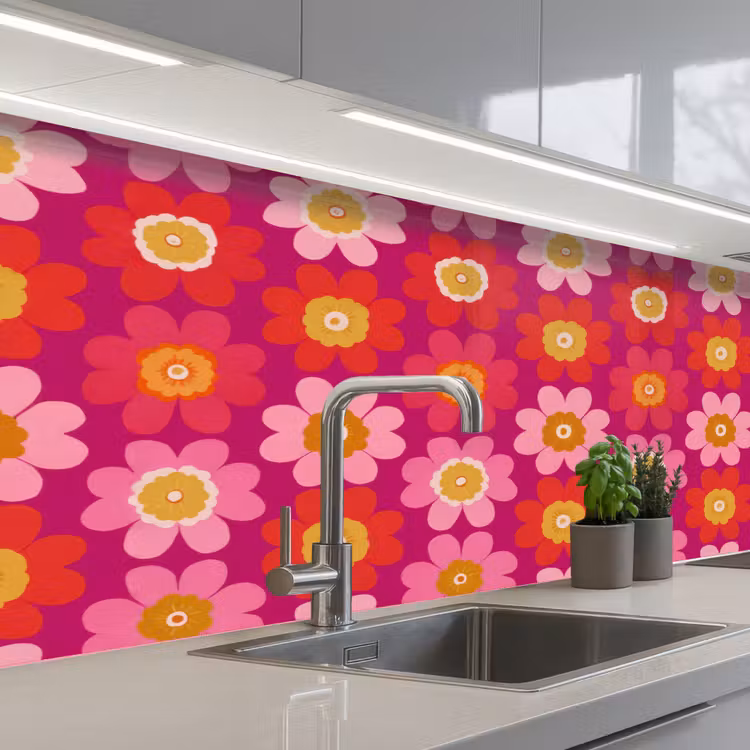 Schienale cucina - Fiori - Retrò - Colorato — 2