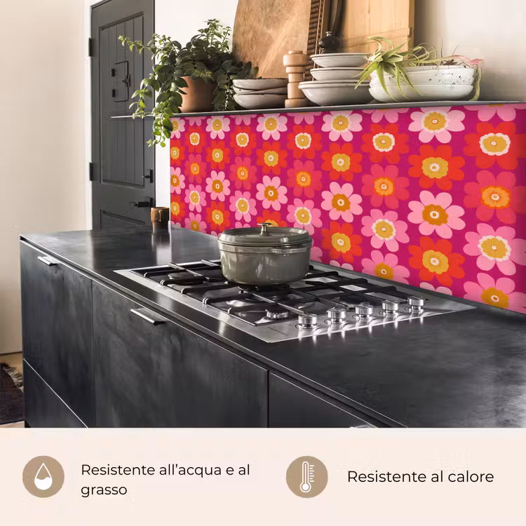Schienale cucina - Fiori - Retrò - Colorato — 5