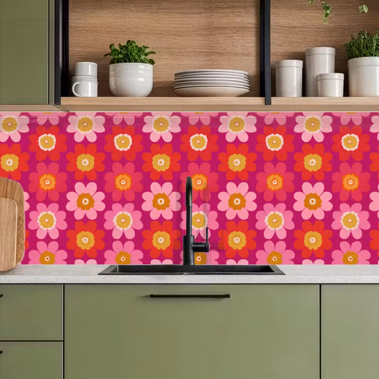 Schienale cucina - Fiori - Retrò - Colorato — 8