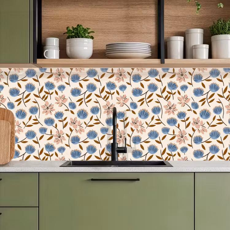Schienale cucina - Fiori - Selvatici - Blu — 8