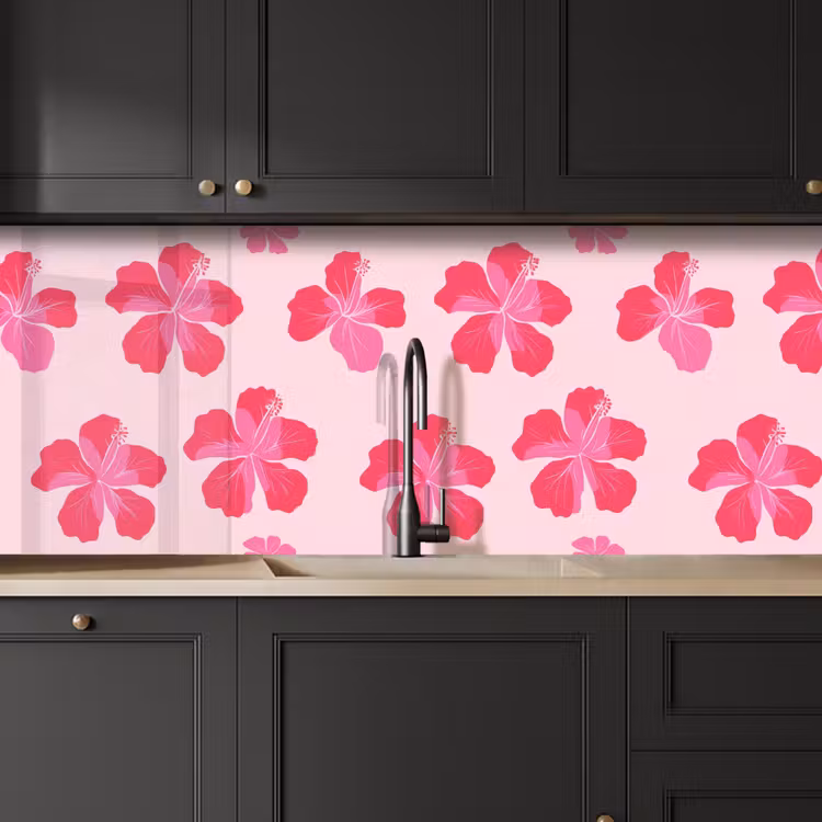 Schienale cucina - Ibisco - Fiori - Rosa — 6