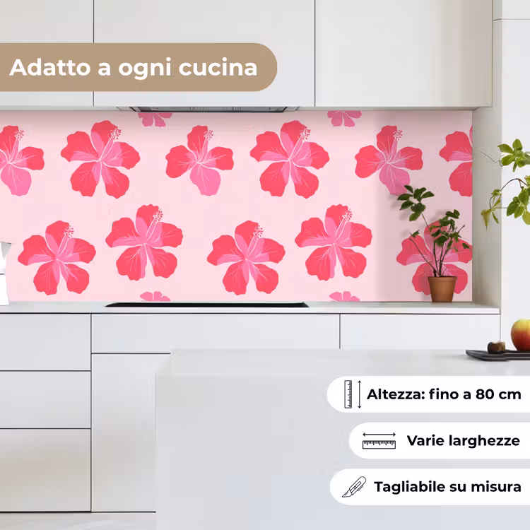 Schienale cucina - Ibisco - Fiori - Rosa — 7
