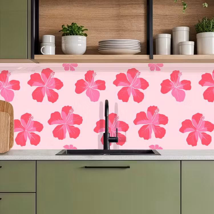 Schienale cucina - Ibisco - Fiori - Rosa — 8