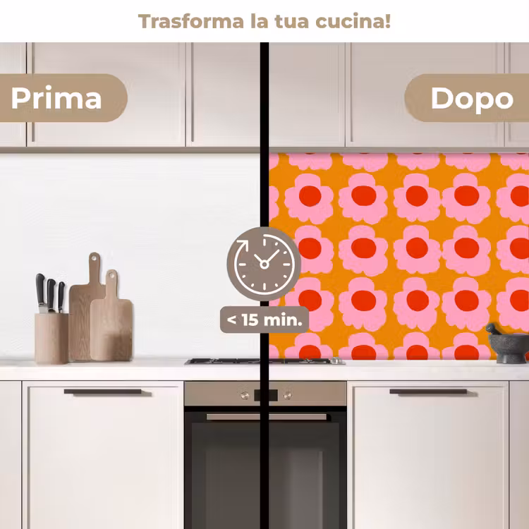 Schienale cucina - Retrò - Fiori - Rosa — 3