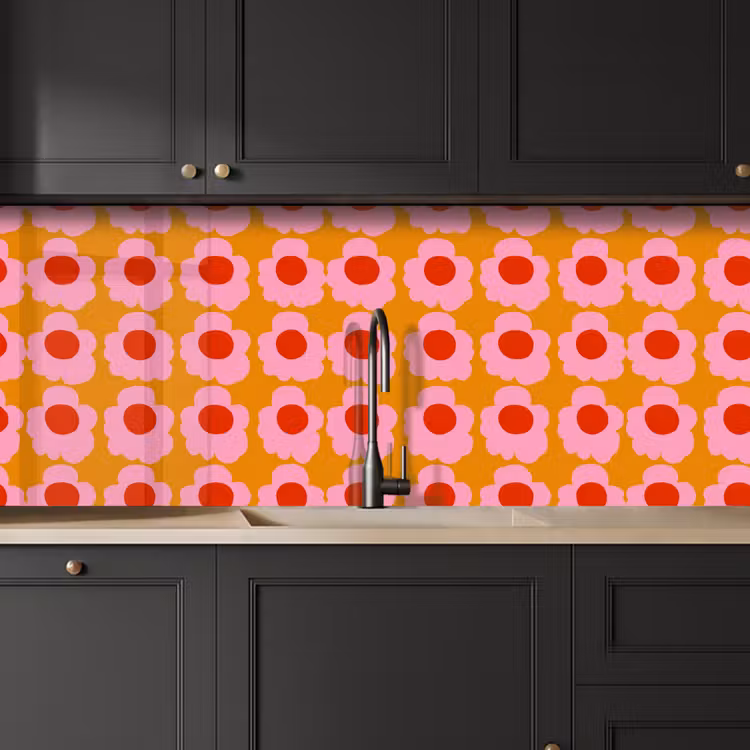 Schienale cucina - Retrò - Fiori - Rosa — 6