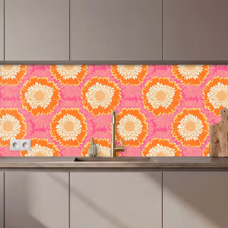 Schienale cucina - Retrò - Floreale - Colorato — 1