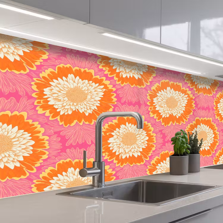 Schienale cucina - Retrò - Floreale - Colorato — 2