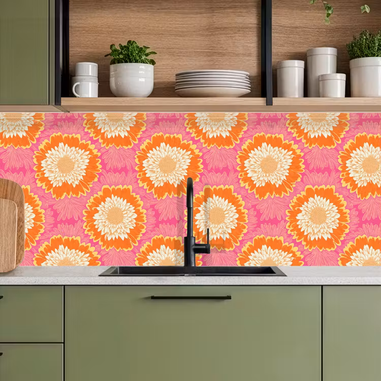 Schienale cucina - Retrò - Floreale - Colorato — 8