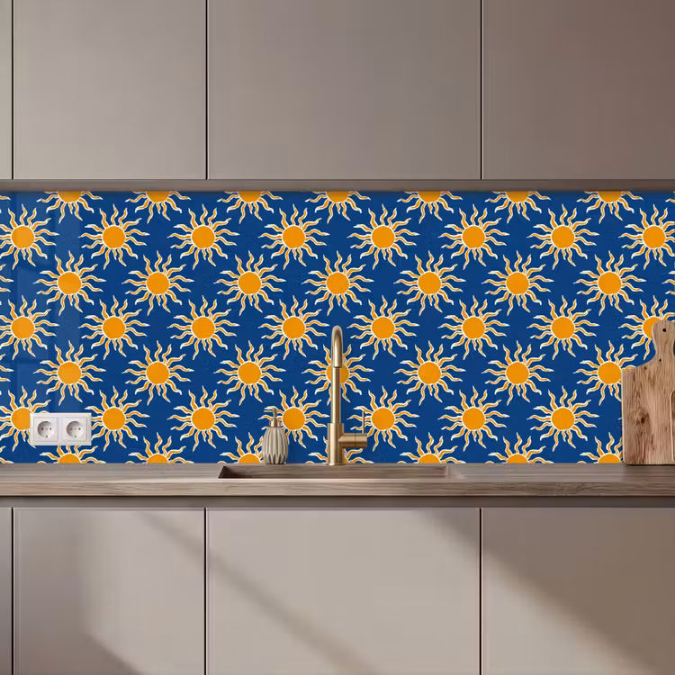 Schienale cucina - Sole - Motivo - Blu — 1