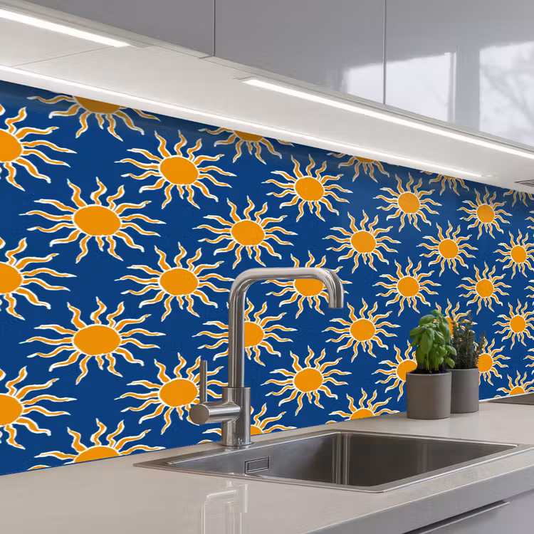 Schienale cucina - Sole - Motivo - Blu — 2