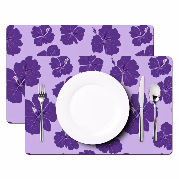 Tovaglietta – 6 pezzi - Ibisco - Fiori - Viola — 2