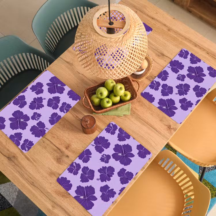 Tovaglietta – 6 pezzi - Ibisco - Fiori - Viola — 3