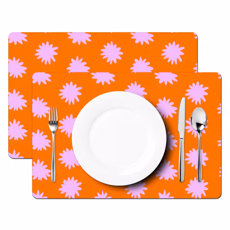 Tovaglietta – 6 pezzi - Retrò - Fiori - Arancione — 2