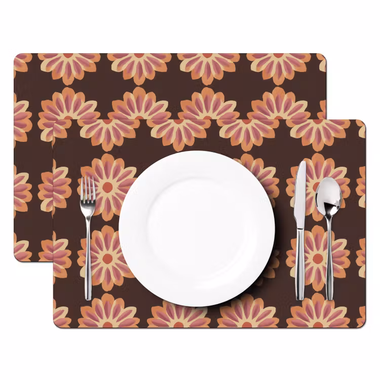 Tovaglietta – 6 pezzi - Fiori - Motivo - Marrone — 2