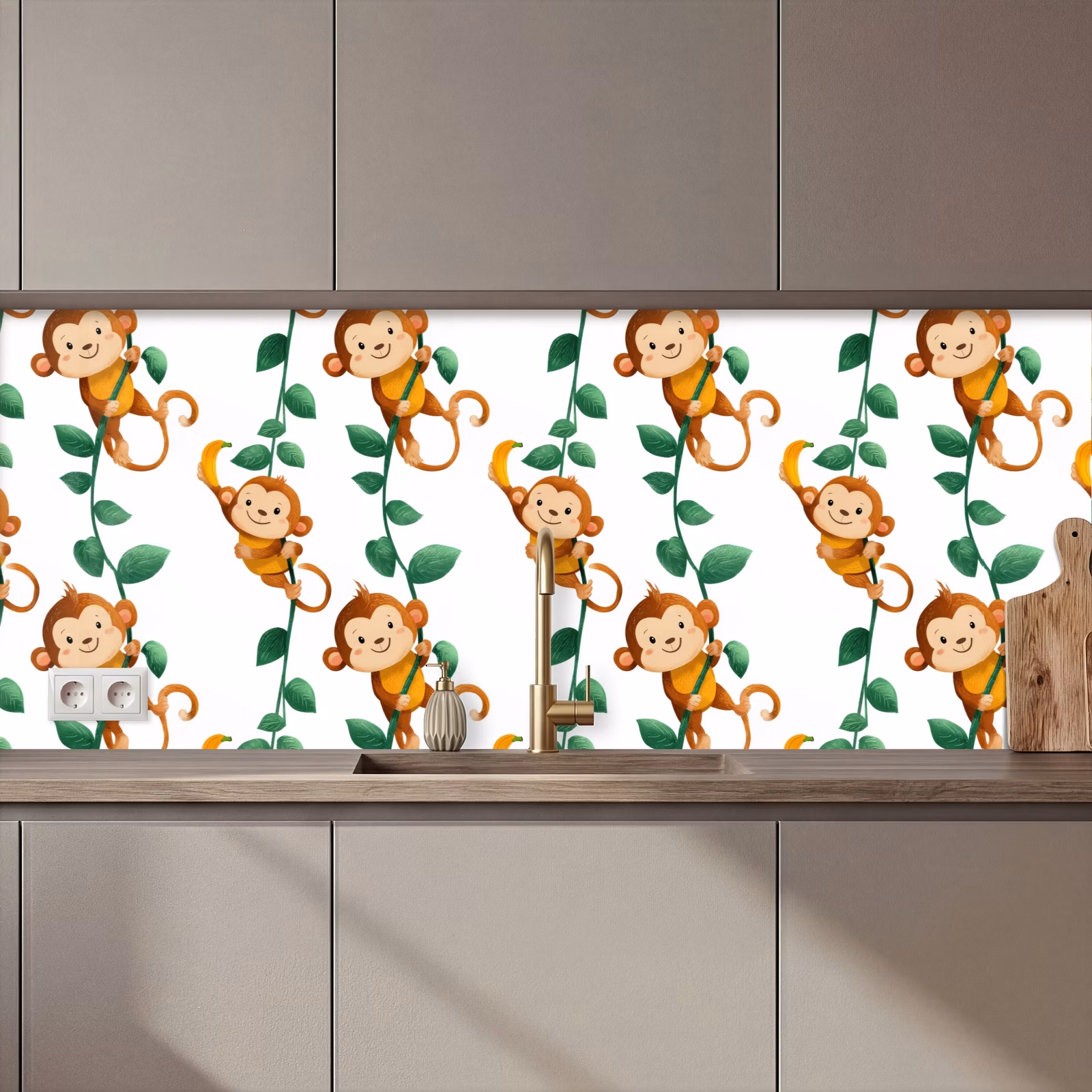 Schienale cucina - Scimmie - Liane - Colorate — 1