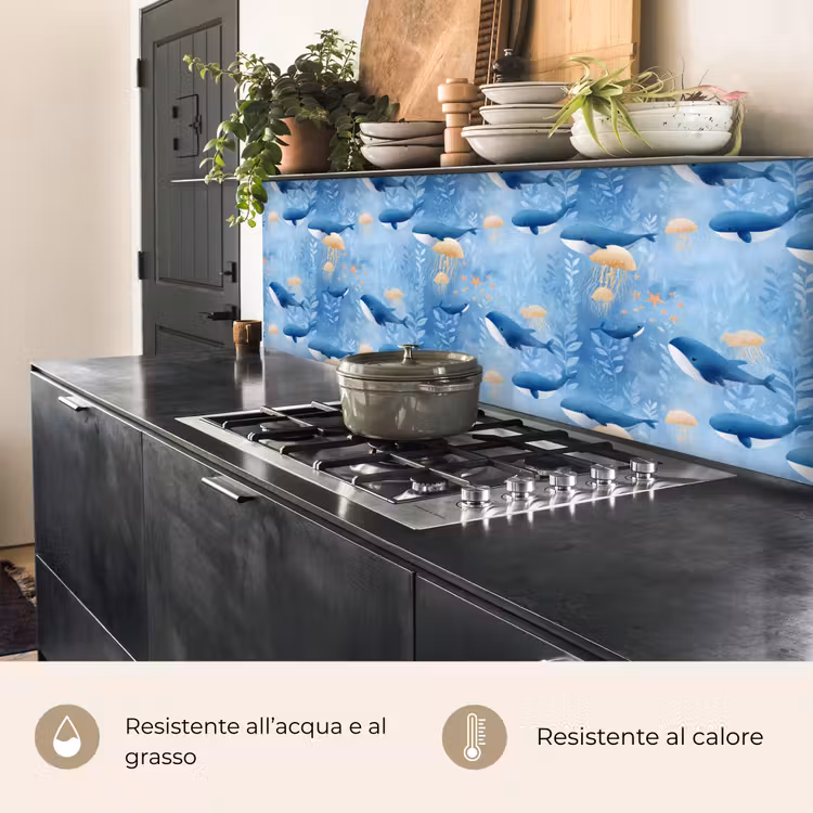 Schienale cucina - Balene - Oceano - Blu — 5
