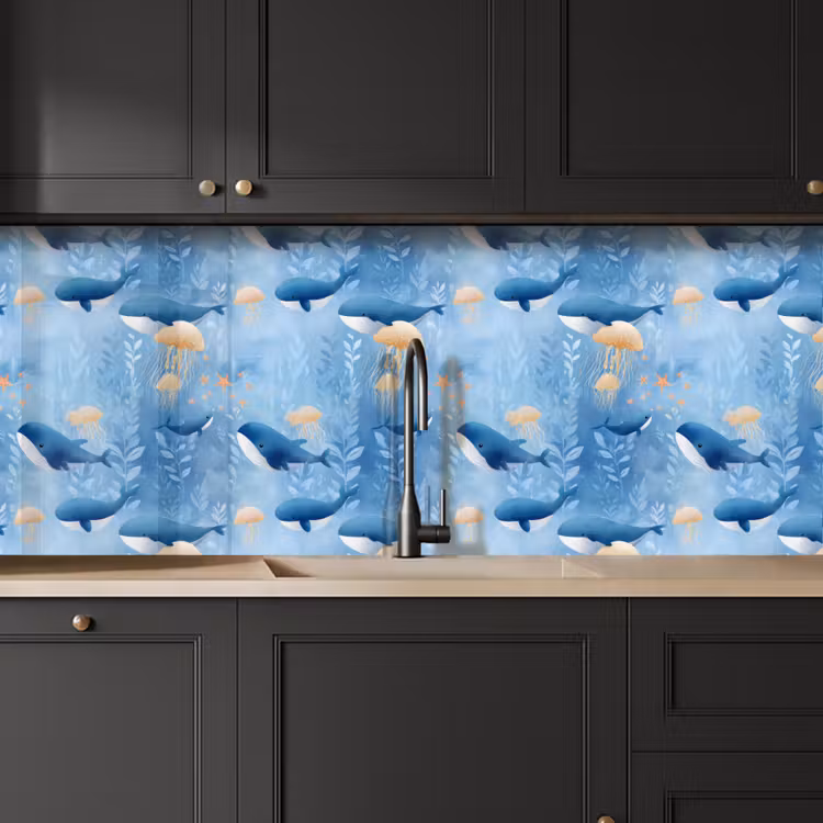 Schienale cucina - Balene - Oceano - Blu — 6