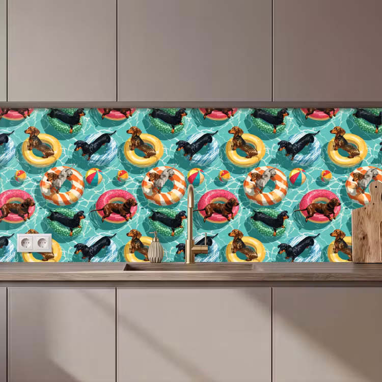 Schienale cucina - Bassotti - Piscina - Colorato — 1